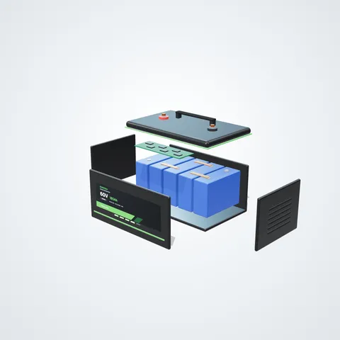 60V 180Ah Lithium E-Rickshaw Battery - inside view (3D illustration)