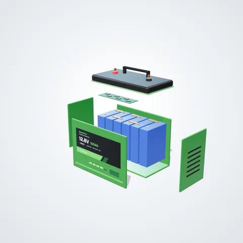 12.8V 100Ah Lithium Inverter Battery - inside view (3D illustration)