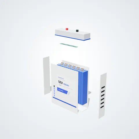 Li UPS 1100/12V Wall-Mounted Inverter + 100Ah LiFePO4 - inside view (3D illustration)